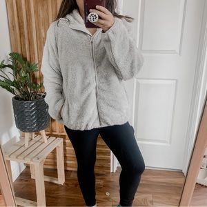 ZYIA Active Sherpa Cozy Block Zipper Hooded Jacket. Size L